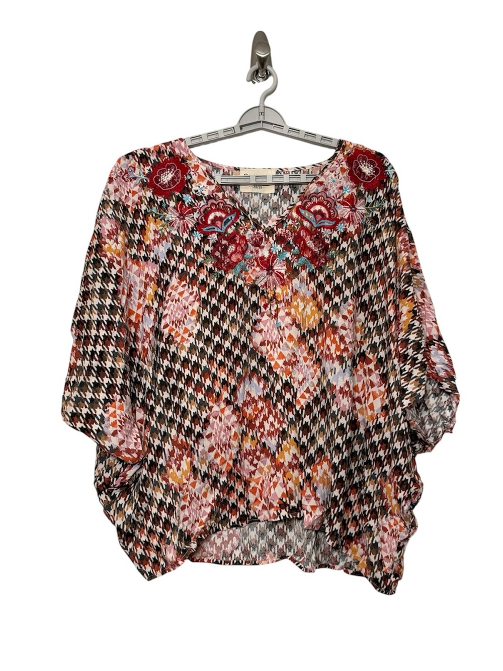 Savanna Jane Top Boho Embroidered Multicolor Open Sleeve Oversized Blouse 2X 3X